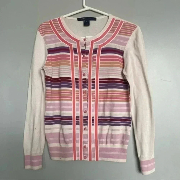 Marc Jacobs Striped Cardigan Sweater Small in Light Pink Purple - Picture 1 of 3